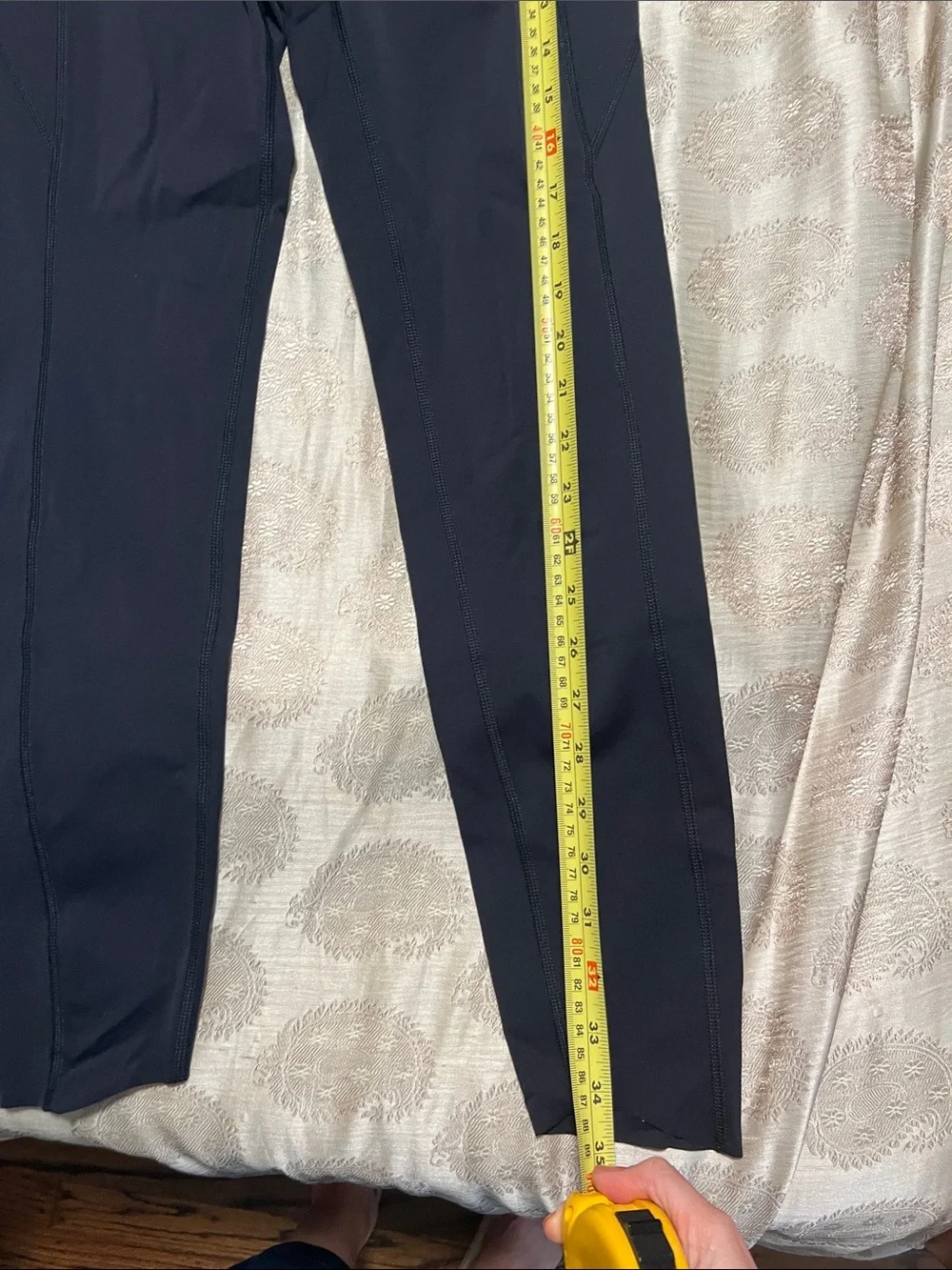 Peloton Black Leggings with Teal Logo Accent - Picture 3 of 4